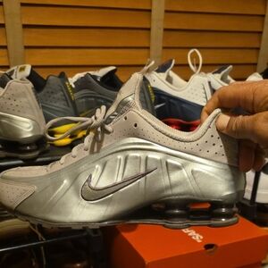 Nike Metallic Silver and Gray Air Sneakers